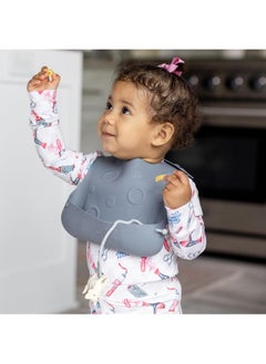 Busy Baby BUSY BABY Bungee Bib & Utensils Bundle | Silicone Bib for Babies & Toddlers with Tethers to Attach Utensils and Keep Them Off The Floor | Dishwasher Safe, BPA Free  - Image 4