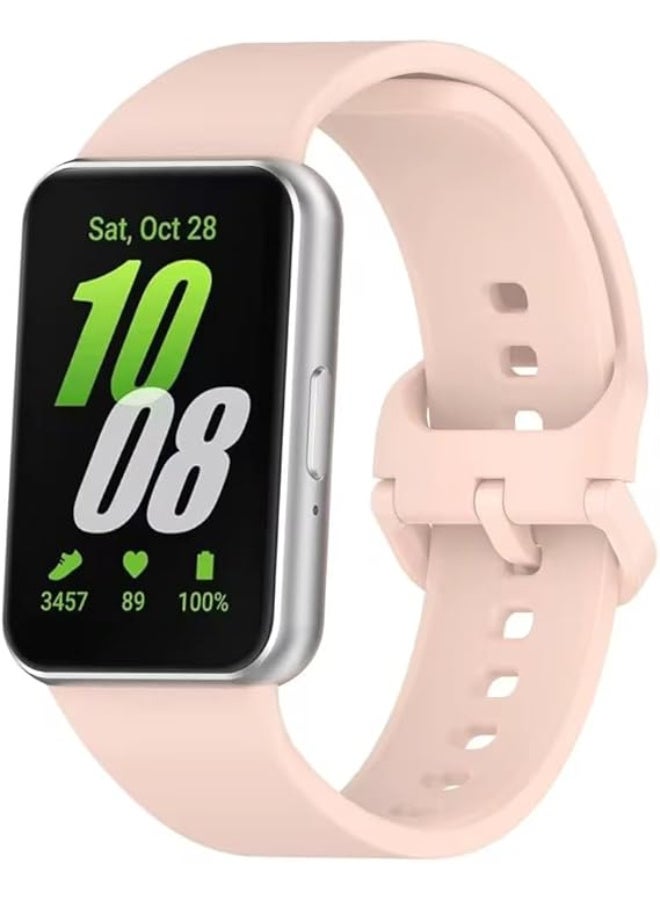 Silicone Strap For Samsung Galaxy Fit 3 (SM-R390) Watch Bracelet Replacement Sport Watchband For Samsung Galaxy Fit3Band For Women/Men, Adjustable Waterproof Strap (Pink) - Image 1