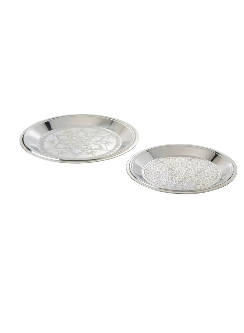 صينية ، طقم من 2 ، لون فضي - Image 3