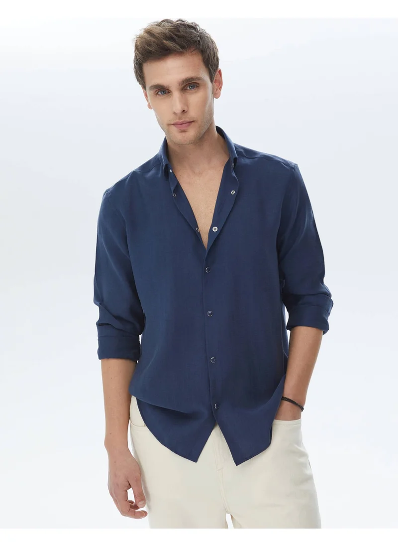 Kip Indigo Woven Casual Shirt