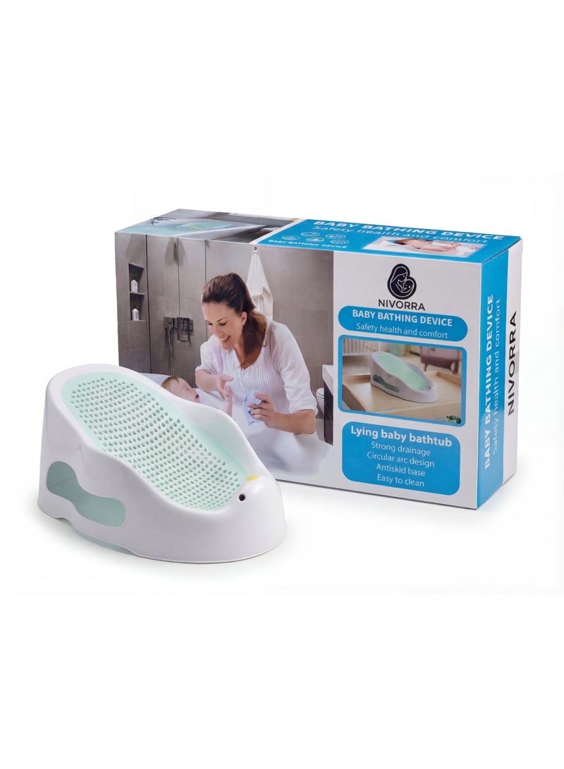 NIVORRA Baby Bathing Device - Ergonomic Anti-Slip Infant Bath Seat & Support, Non-Toxic, Easy to Clean Lying Bathtub - Image 2