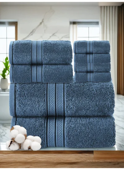 Donetella 8 Pcs Premium Towel Set - 2 Bath Towels, 2 Hand Towels & 4 Washcloths | 100% Combed Cotton 600 GSM | Quick Dry, Ultra-Absorbent, Thick & Plush | Ideal for Bath, Spa, Gym, Hotel & Everyday Luxury