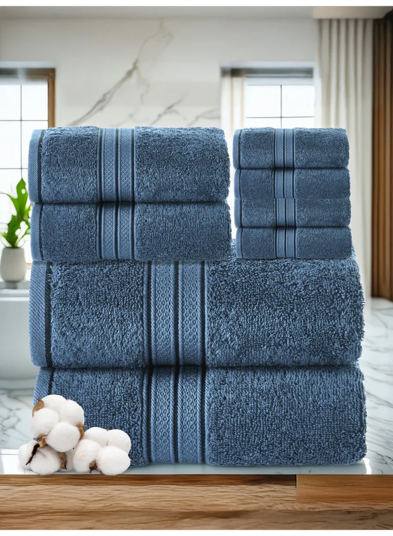 Donetella 8 Pcs Premium Towel Set - 2 Bath Towels, 2 Hand Towels & 4 Washcloths | 100% Combed Cotton 600 GSM | Quick Dry, Ultra-Absorbent, Thick & Plush | Ideal for Bath, Spa, Gym, Hotel & Everyday Luxury