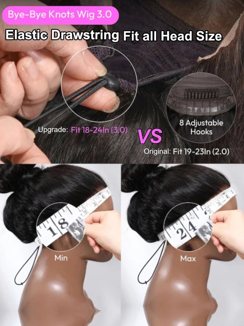 UNICE Bye Bye Knots Wig Yaki Straight 7x5 Pre Cut HD Lace Front Wigs Human Hair with Elastic Drawstring Glueless Wig Human Hair Pre Plucked Bleached Knots Natural Hairline 150% Density 16 inches - Image 3