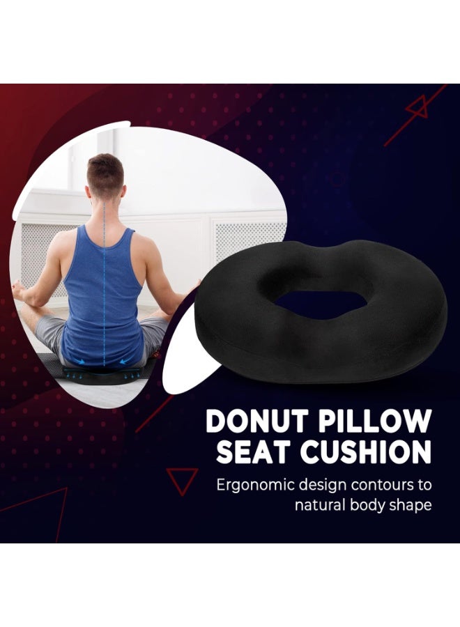 وسادة مقعد على شكل دونات بتصميم تقويمي | وسادة من إسفنج الذاكرة لعظم الذنب والعصعص | لتخفيف الألم والضغط الناتج عن البواسير، والحمل، وبعد الولادة، والجراحة، وعرق النسا (أسود) - Image 5