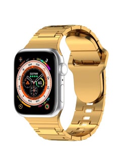 Generic Replacement Strap For Apple Watch 4 44mm Square Buckle Armor Style Silicone Watch Band Plating Gold 