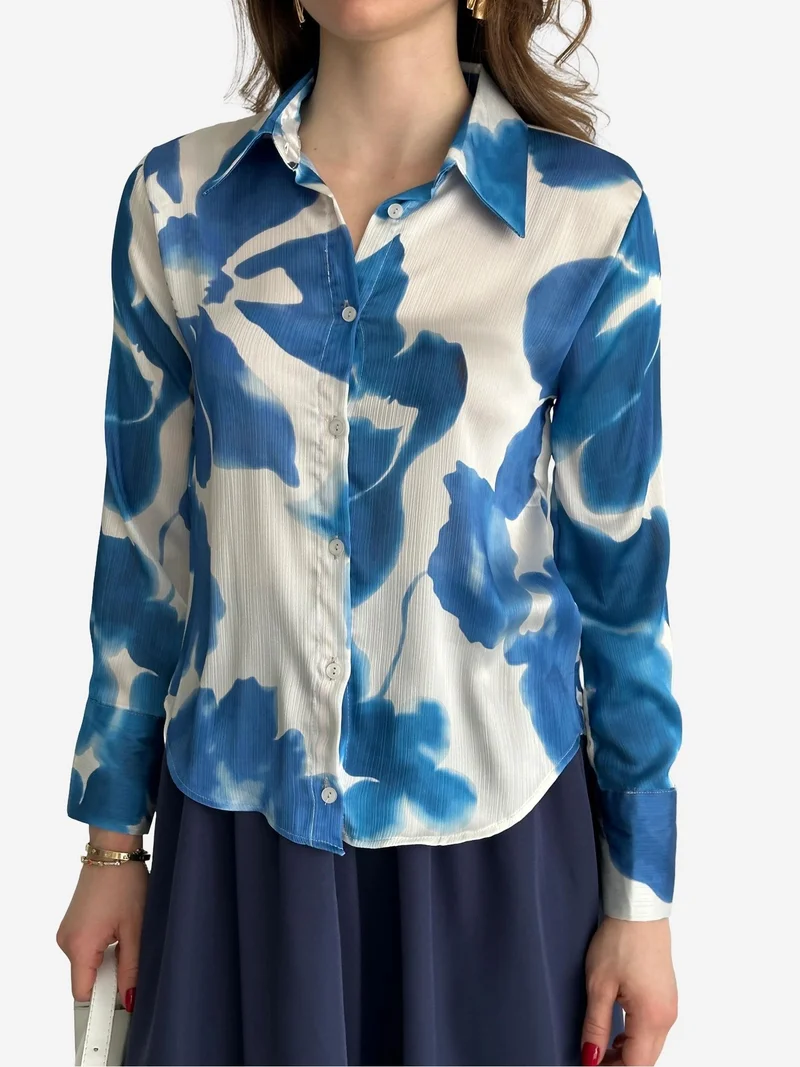 ماي فاشن MY FASHION Textured Abstract Print Button-Up Shirt