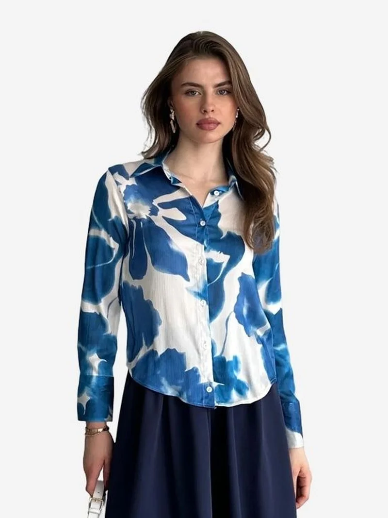 ماي فاشن MY FASHION Textured Abstract Print Button-Up Shirt