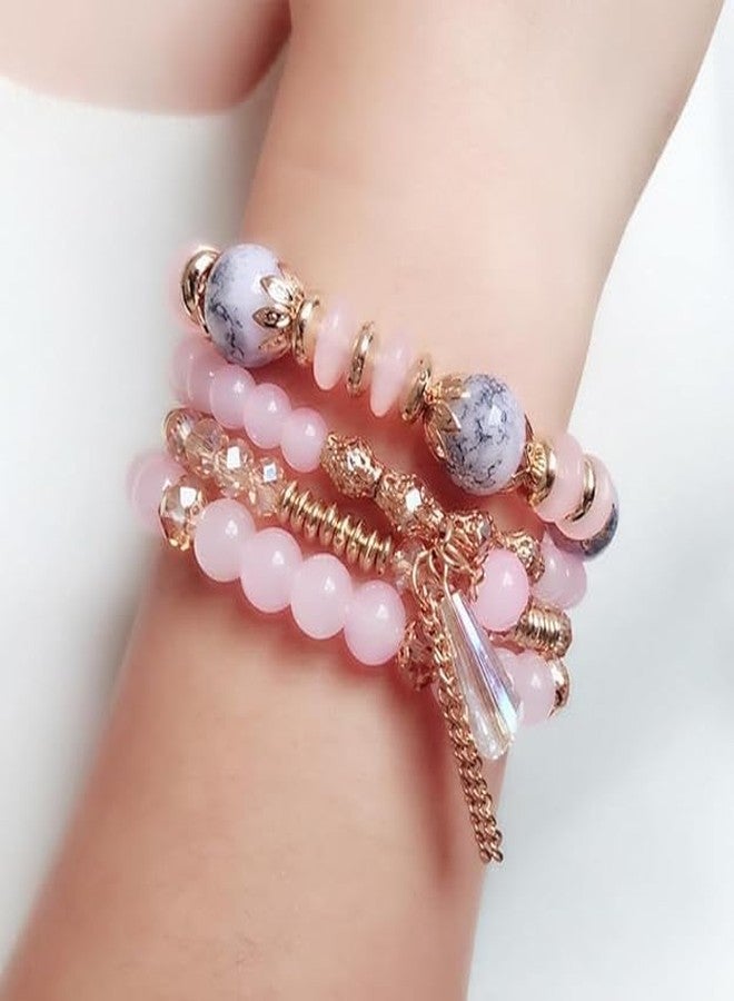 VIYANSHI Fashion Latest Stylish Bohemian Stackable Multilayer Crystal Charm Beaded Bracelet for Women Girls - Image 4
