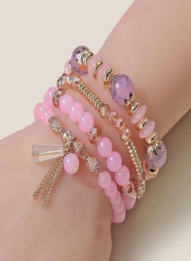 VIYANSHI Fashion Latest Stylish Bohemian Stackable Multilayer Crystal Charm Beaded Bracelet for Women Girls - Image 3