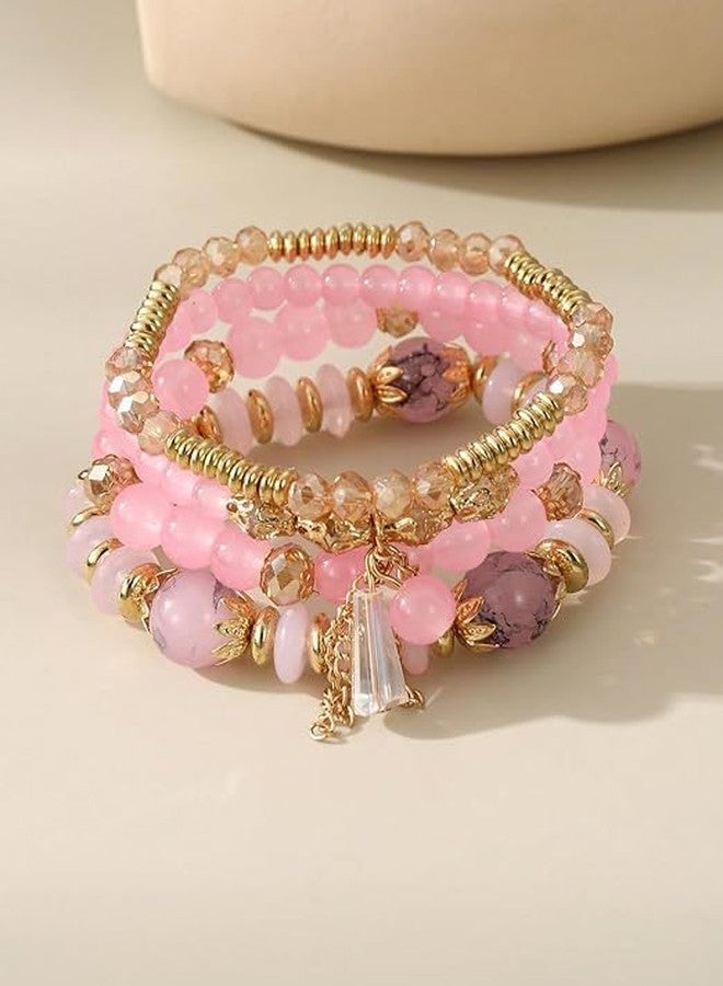 VIYANSHI Fashion Latest Stylish Bohemian Stackable Multilayer Crystal Charm Beaded Bracelet for Women Girls - Image 2