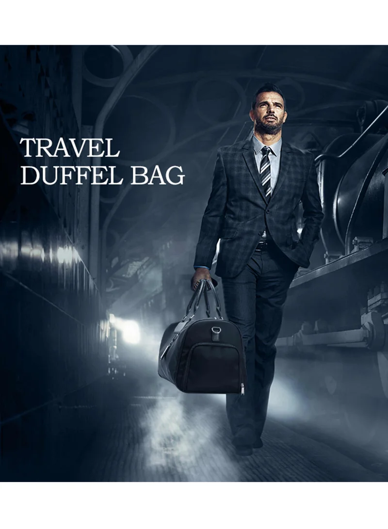 Bopai Premium 33L Duffel Bag Water Resistant Gym Bag with Separate Shoe Compartment and Detachable Shoulder Straps for Men and Women, BO-DF021, Black