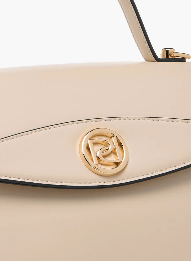Paprika Solid Satchel Bag with Button Closure