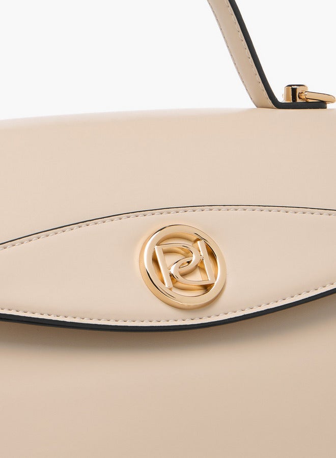 Paprika Solid Satchel Bag with Button Closure - Image 5