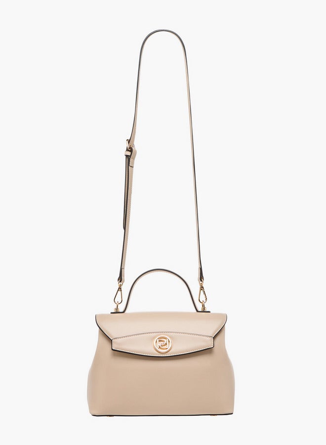 Paprika Solid Satchel Bag with Button Closure - Image 3