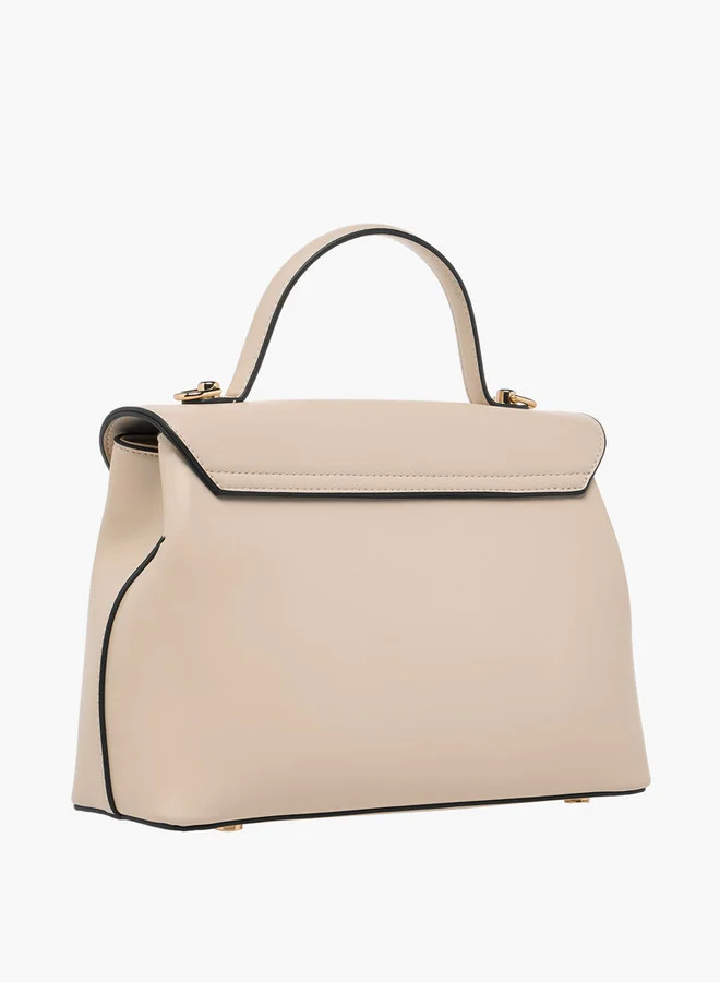 Paprika Solid Satchel Bag with Button Closure