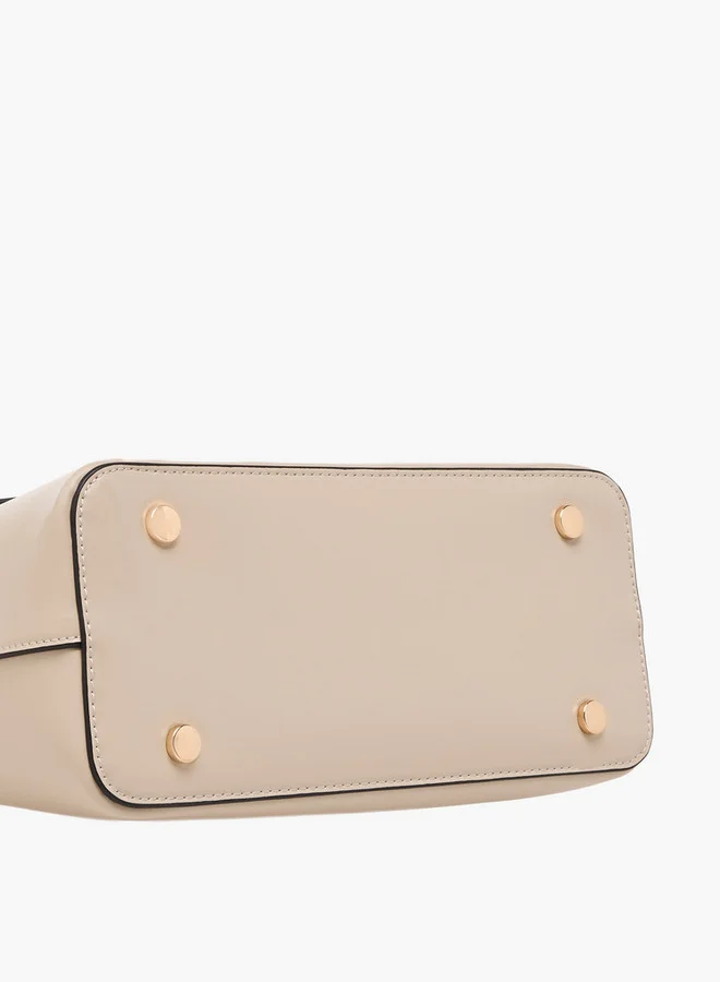 Paprika Solid Satchel Bag with Button Closure