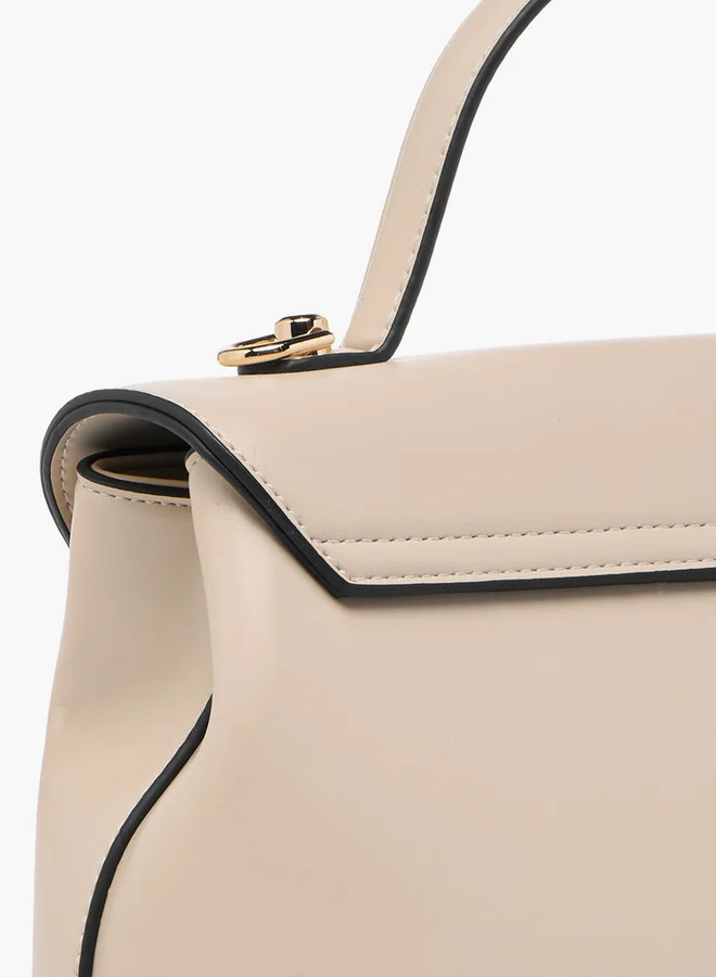 Paprika Solid Satchel Bag with Button Closure