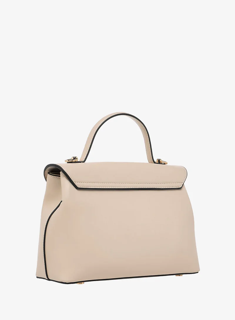Paprika IVORY Solid Satchel Bag with Button Closure for Women | Best Price UAE