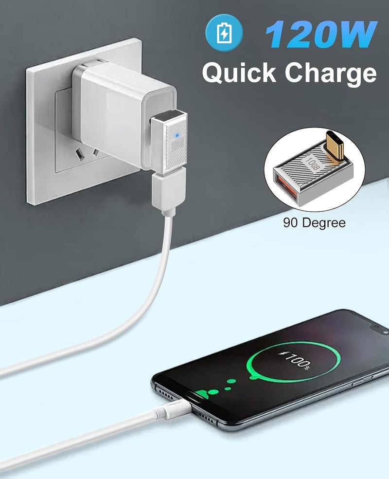 دوتك محول بزاوية 90 درجة من ذكر USB Type-C إلى أنثى USB، محول OTG للشحن السريع بقدرة 120 واط وسرعة 10 جيجابت في الثانية، مناسب لأجهزة الكمبيوتر المحمولة وأجهزة الكمبيوتر الشخصية وبنوك الطاقة، عبوة من قطعتين - Image 3
