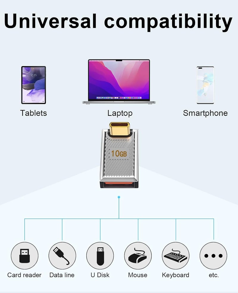 دوتك محول بزاوية 90 درجة من ذكر USB Type-C إلى أنثى USB، محول OTG للشحن السريع بقدرة 120 واط وسرعة 10 جيجابت في الثانية، مناسب لأجهزة الكمبيوتر المحمولة وأجهزة الكمبيوتر الشخصية وبنوك الطاقة، عبوة من قطعتين - Image 4