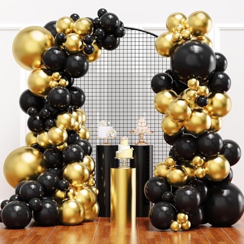 PulGos 100 Pcs Black & Gold Metallic Balloons | Premium Latex Party Decoration for Birthday, Wedding, Graduation, Anniversary, New Year & Special Events | Helium, Air Supported Durable & Shiny Finish - Image 4