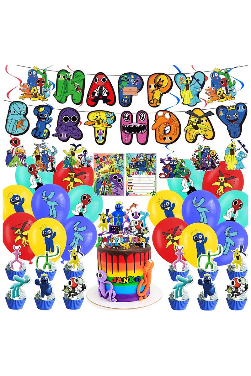 general Rainbow Friends 2 Theme Birthday Party Decoration Rainbow Frien-d2 Flag Cake Card Balloon - Image 1