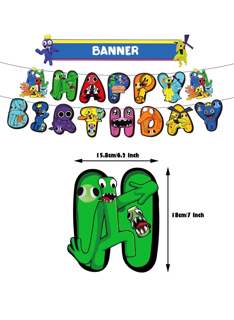 general Rainbow Friends 2 Theme Birthday Party Decoration Rainbow Frien-d2 Flag Cake Card Balloon - Image 3