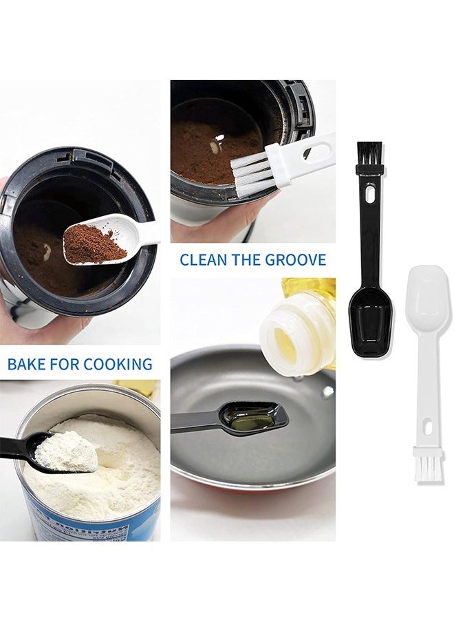 Urit 12 PCS 2 in 1 Coffee Spoon with Espresso Grinder Brush, Small Machine Grinder and Scooping Tea Powder Coffee Tool, for Ground Coffee Cleaning Tea Power (Black, White, Pink, Blue)  - Image 5