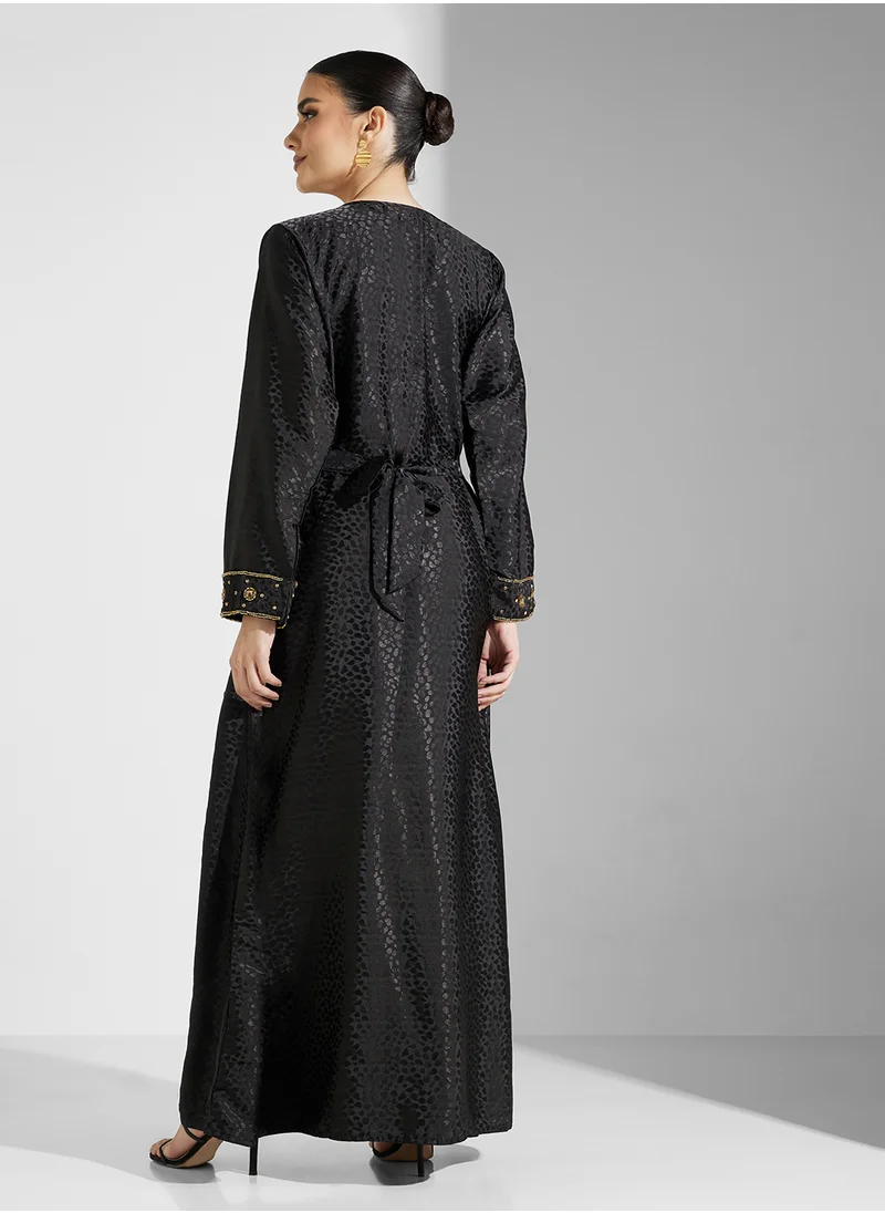 ارابيان كلوزيت Embellished Belted Jalabiya