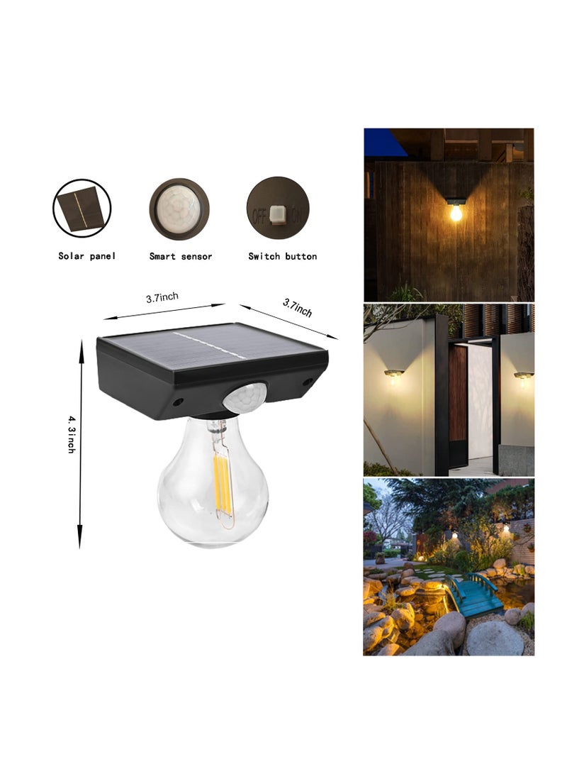 SYOSI فوانيس حائط شمسية للإضاءة الخارجية، أضواء شمسية بحساس حركة، مصباح حائط مقاوم للماء، مصباح مثبت على الحائط للإضاءة الخارجية للحديقة والفناء والمزرعة والشرفة (عبوة 2)  - Image 2