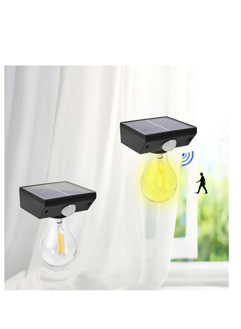 SYOSI فوانيس حائط شمسية للإضاءة الخارجية، أضواء شمسية بحساس حركة، مصباح حائط مقاوم للماء، مصباح مثبت على الحائط للإضاءة الخارجية للحديقة والفناء والمزرعة والشرفة (عبوة 2)  - Image 3
