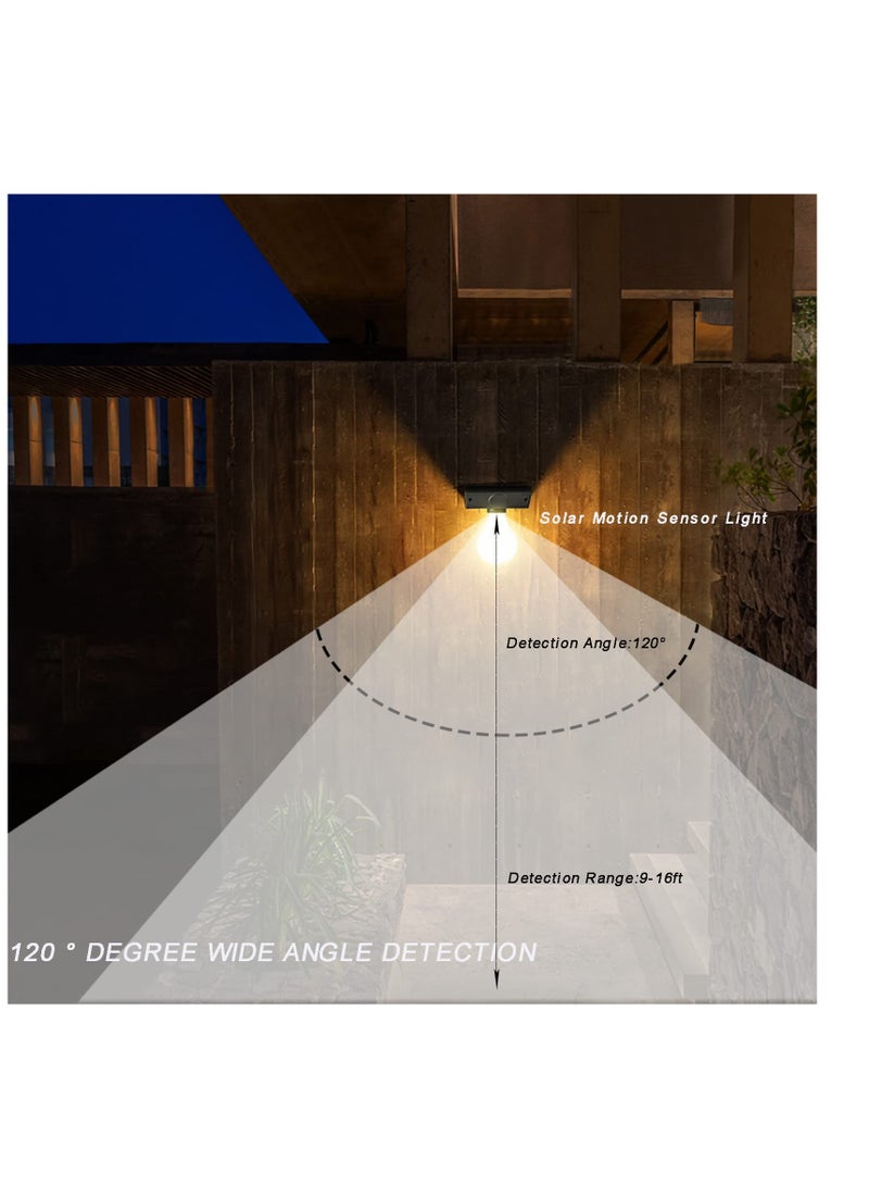 SYOSI فوانيس حائط شمسية للإضاءة الخارجية، أضواء شمسية بحساس حركة، مصباح حائط مقاوم للماء، مصباح مثبت على الحائط للإضاءة الخارجية للحديقة والفناء والمزرعة والشرفة (عبوة 2)  - Image 4