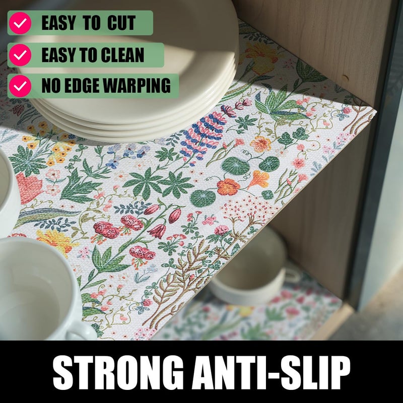 Amiitay Floral Shelf Drawer Liners, Non Adhesive and Strong Non-Slip Colorful Cabinet Drawer Shelf Liners for Kitchen Wire Fridge, Waterproof Cabinet Liner,Easy to Clean,12IN x 10FT - Image 2