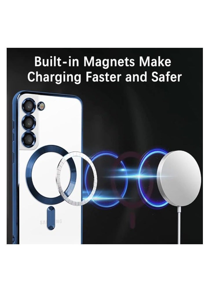 MIGOFAST Galaxy S24 Magnetic Case Compatible with MagSafe  Luxury Plating Design Galaxy S24 Case with Camera Lens Protector Soft TPU Bumper for Samsung Galaxy S24  Blue - Image 3