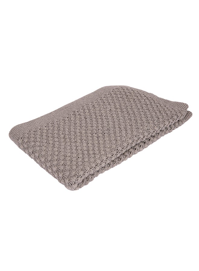Alina Blanket 100% Cotton Knitted (Mini Popcorn Light Grey ) - Image 1