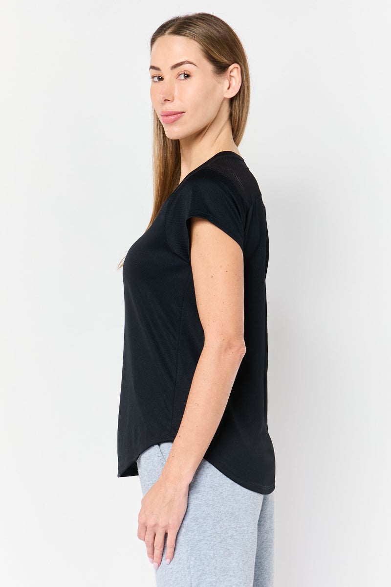 Nike تي شيرت جري للنساء بقصة قياسية بأكمام قصيرة، أسود - Image 3