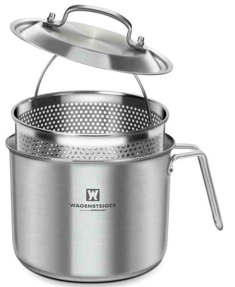 WAGENSTEIGER Premium Stainless Steel Asparagus Vegetable Tall Steamer Pot Spaghetti Pasta Stovetop Cooker with Removable Perforated Basket and Lid, Large Size Versatile Cookware (5.2Liters/5.5Quarts) - Image 1