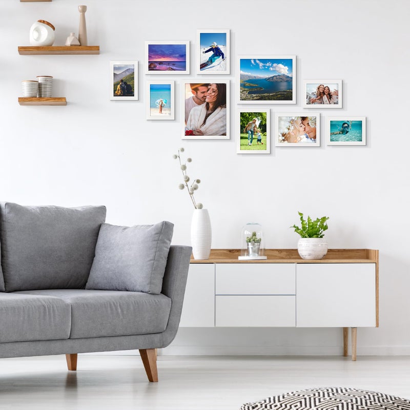 أبس سيمبلز upsimples 10 حزمة إطارات الصورة ديكور الجدار مع معرض زجاجي إطار الجدار مجموعة لتثبيت الجدار أو عرض الطاولة متعددة الأحجام بما في ذلك 8x10 5x7 4x6 إطارات صور العائلة البيضاء - Image 4