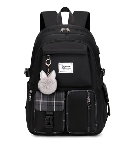 Joymoze Women Fashion Travel Backpack Set Roomy Laptop Rucksack Set Casual Daypack for Girl Black - Image 3