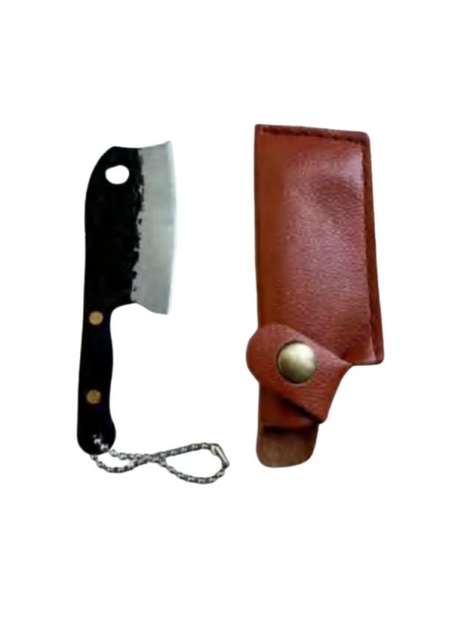 Portable Mini Keychain Knife with Leather Case Handle Stainless Steel Key Chains Outdoor Cutting Tools