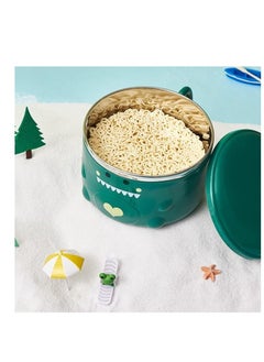 KASTWAVE Lovely Dinosaur Stainless Steel Noodle Bowl, Noodle Bowl Lid and Handles, Ramen Bowl, Noodle Bowl, Soup Mug Bowl, Suitable for Soup Rice Cereal (Green)  - Image 4