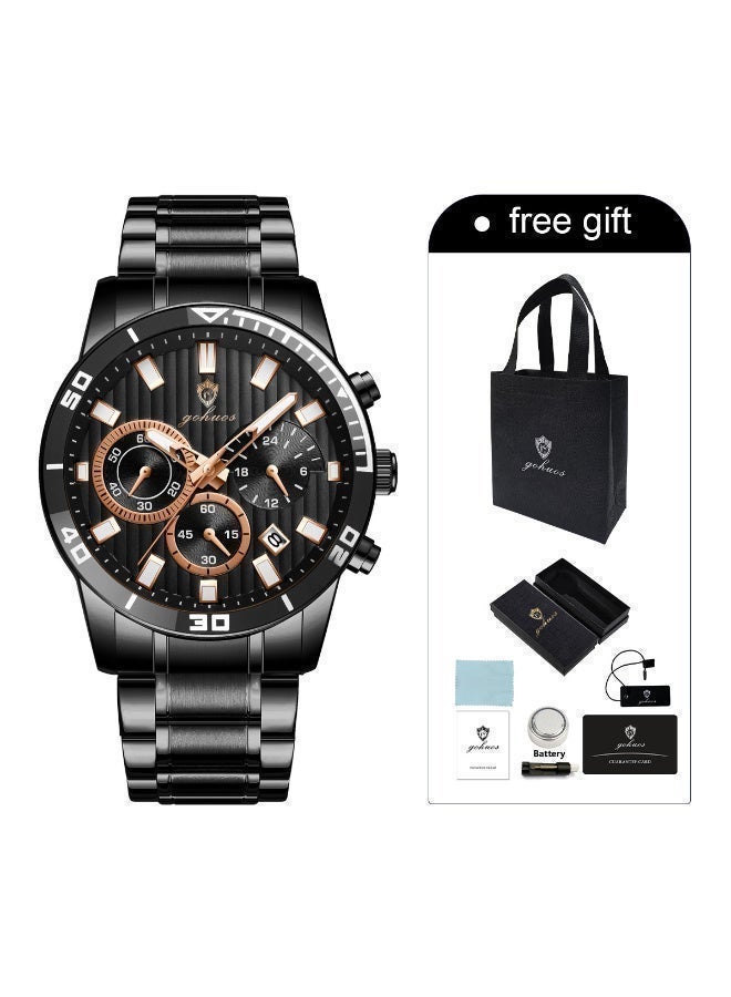 GOHUOS Men's Watches, Top Brand Luxury Stainless steel Analog Waterproof  Chronograph Luminous Casual Quartz Sports Wrist Watch Father& Boyfriend Gift - 44mm - Image 3