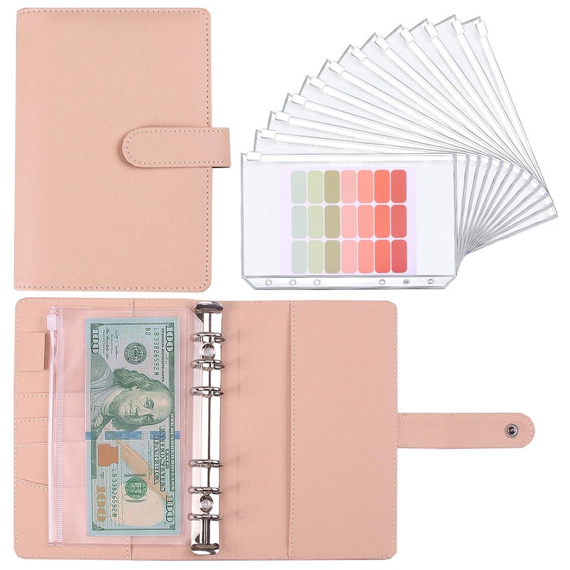 LXWHYP Money Saving Binder, Savings Challenges Book with for Cash Envelopes, 12pcs Zipper Envelopes A6 Budget Binder, Budget Planner for Managing Budgets and Saving Money (Pink-7.4IN) - Image 4