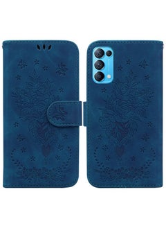 HuHa Case Cover For OPPO Reno5 5G / 4G / Reno5 K / Find X3 Lite Butterfly Rose Embossed Leather Phone Case Blue 