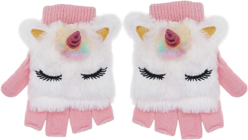 Newfancy قفازات يونيكورن للأطفال مع غطاء قفاز ميتن محبوك شتوي بدون أصابع قابلة للتحويل للأولاد والبنات toddlers - Image 3