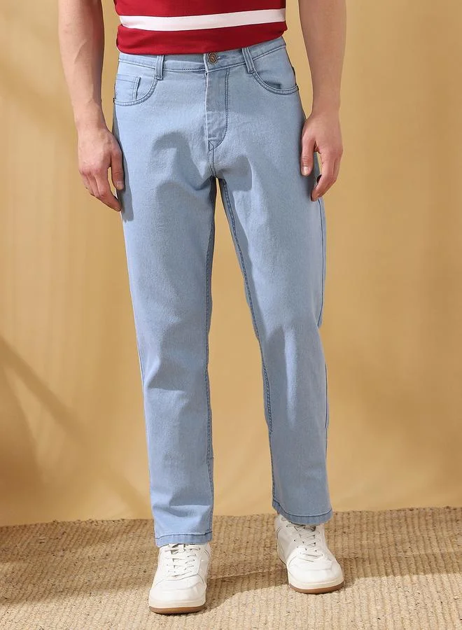 Dennis Lingo  Men'S Indigo Cotton Blend Solid Pattern Full Length Relaxed Jeans for Men | Best Price UAE