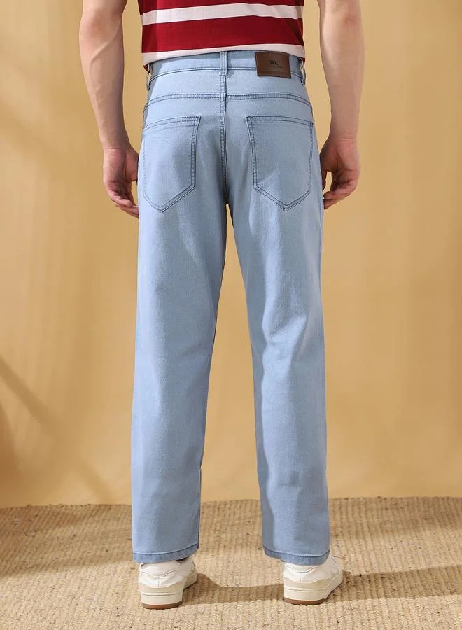 Dennis Lingo  Men'S Indigo Cotton Blend Solid Pattern Full Length Relaxed Jeans for Men | Best Price UAE