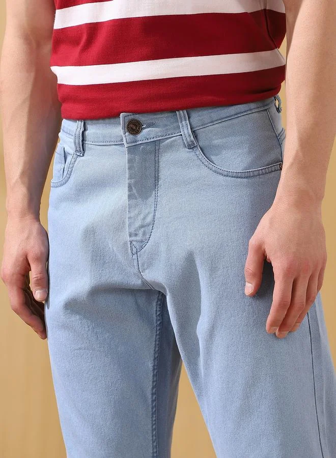 Dennis Lingo  Men'S Indigo Cotton Blend Solid Pattern Full Length Relaxed Jeans for Men | Best Price UAE