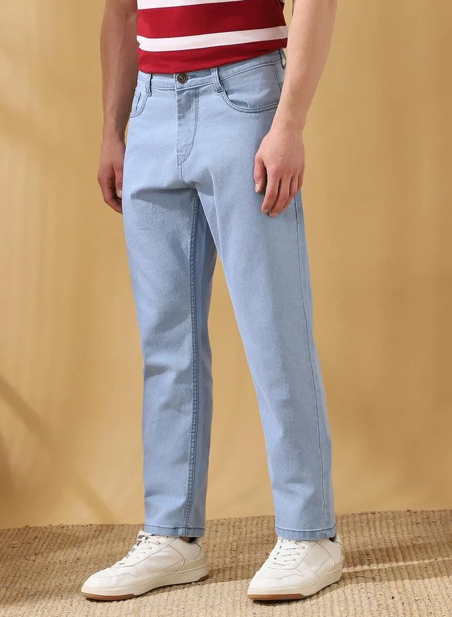 Dennis Lingo  Men'S Indigo Cotton Blend Solid Pattern Full Length Relaxed Jeans for Men | Best Price UAE